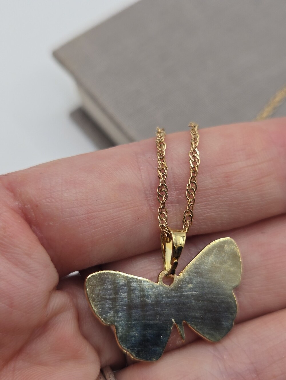 Gold Butterfly Moth Necklace Fairy Botanical Whimsigoth 19" Pretty Goth Emo - Picture 5 of 7